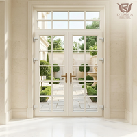 Puertas Dobles Clásicas de Madera Sólida Premium para Patio Exterior, Rejillas para Ventanas, Diseño Personalizado, Ventana Francesa con Aislamiento Térmico para Apartamento