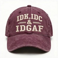 Gorra de Béisbol Vintage Lavada con Bordado 3D, Texto DGAF, Unisex, de Algodón, con Visera Curva, Personalizable, OEM