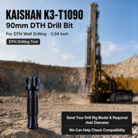 Foret de forage DTH KAISHAN K3-T1090 de 90 mm, foret à boutons PDC de 3,54 pouces pour le forage de puits et l'exploitation minière