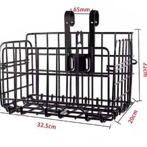 Cesta trasera para bicicleta, de metal, negra, con soporte para portaequipajes, duradera, extra grande, para almacenamiento en bicicleta - Product Image 2