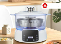 Marmite Électrique Multifonctionnelle 3L de Haute Qualité à Faible Teneur en Sucre, Cuiseur à Riz en Acier Inoxydable de Qualité Alimentaire, Épaisseur de Cuivre de 3 oz, Version Anglaise