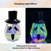 Schillernder Halloween-Kürbis LED-Lichteffekt Prismatisch Holographisch Gruselige Party-Dekoration Leuchtende Halloween-Requisiten