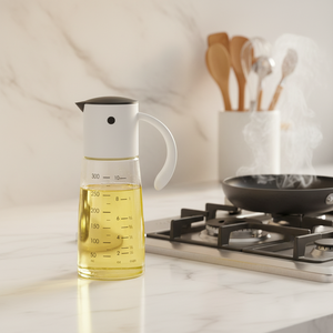 Utensilios de Cocina Esenciales, Botella de Aceite de Oliva con Botella de Vidrio de 360 ml, Dispensador de Aceite de Oliva Vegetal con Apertura por Gravedad - Product Image 1