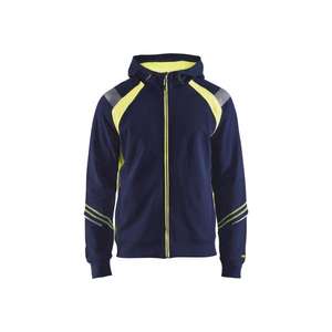 BLAKLADER - 343311588933XXL Sweat à capuche avec zip intégral Bleu marine/Jaune haute visibilité-EAN 7330509595749 HI-VIS WORKWEAR - Product Image 1