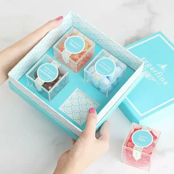 2024 Custom Logo Printing Full Colors Candy Cube Packaging Paper Sweet Box Kids Birthday Gift Box