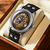 Montre mécanique pour homme Roybearl Custom Star Wheel, mouvement japonais, heure sauteuse satellite, bracelet en acier inoxydable, OEM/ODM