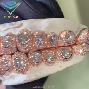 เครื่องประดับฮิปฮอป ชุบทองคำสีชมพู เงินแท้ 925  แบบสั่งทำพิเศษ ประดับเพชรสำหรับฟัน  แบบฝังเพชร VVS มอยส์ซาไนต์ - Product Image 3