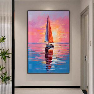 Artistico <span class=keywords><strong>Sunrise</strong></span> barca a <span class=keywords><strong>vela</strong></span> soggiorno versione ingresso dipinto a mano sfondo murale corridoio parete decorazioni per <span class=keywords><strong>la</strong></span> casa dipinti - Product Image 1