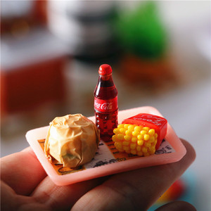 Venta de fábrica Casa de muñecas directa Comida en miniatura Simulada Hamburgo y papas fritas Set Artesanía de resina Comida rápida - Product Image 6