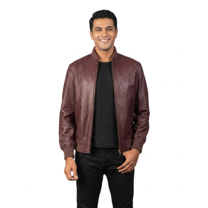 Customized OEM Service High Quality Genuine Lambskin <b>Men's</b> Leather <b>Jacket</b> Biker Style with Custom <b>jacket</b> for <b>men</b> - Product Image 1