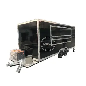Oem Vierkante Retro Trailer Voedsel Winkelwagen Koelkast Mobiele Voedsel Caravan Fast Food Trailer Met Keuken Voor Verkoop