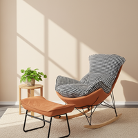 Fauteuil inclinable multifonctionnel à bascule de style nordique, avec revêtement en tissu, une place pour adultes, pour la détente