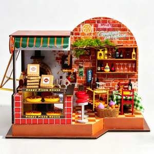 Minihaven Kit de Casa en Miniatura DIY, Modelo de Pizzería de Madera, Juguete de Restaurante con Luces LED para Niños - Product Image 1