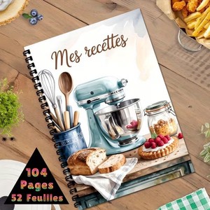 Nouveau carnet de recettes A5, agenda de cuisine, carnet spirale, planificateur, cadeau, couverture en papier, logo personnalisé, 52 feuilles - Product Image 4