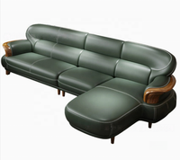 Ensemble de canapés en cuir et bois d'ébène, canapé sectionnel en cuir véritable pour salon, villa, petits espaces, meubles de luxe, canapé européen