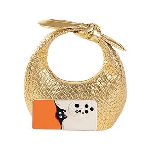Bolso de Noche Tejido con Nudos para Mujer, Bolso de Mano de Cuero PU, Bolso Tipo Dumpling Casual y Moderno para Fiestas, Compras, Citas y Viajes - Product Image 3