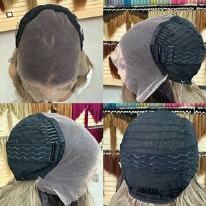 Perruque élégante en fibre synthétique mélangée à dentelle transparente, ondulée, avec mèches ombrées en <span class=keywords><strong>cuivre</strong></span>, 13*6, ombrée 1B/30, noir brun - Product Image 6