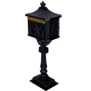 Buzón de Aluminio Fundido Negro Moderno DB, Seguro e Impermeable, con Soporte de Pedestal para Apartamentos, Jardines y Entrega de Paquetes - Product Image 6