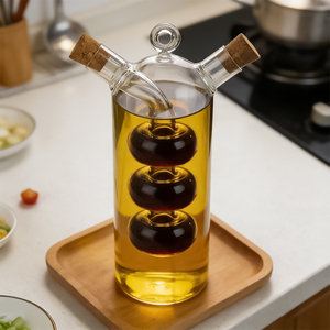 Botella Creativa <span class=keywords><strong>de</strong></span> Vidrio Transparente, Botellas para <span class=keywords><strong>Aceite</strong></span> <span class=keywords><strong>de</strong></span> Oliva <span class=keywords><strong>y</strong></span> <span class=keywords><strong>Vinagre</strong></span> con Tapón <span class=keywords><strong>de</strong></span> Rosca para Cocina - Product Image 1