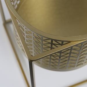 Petite table carrée créative pour le jardin intérieur Pots de fleurs et jardinières décoratifs en métal noir et or Lot de jardinières - Product Image 4