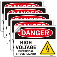 Señal de Peligro de Alto Voltaje, Adhesivo de Advertencia de Riesgo de Descarga Eléctrica, 10X7 Pulgadas, Resistente a la Intemperie, Uso Interior o Exterior