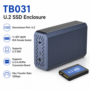 <span class=keywords><strong>Caja</strong></span> <span class=keywords><strong>Externa</strong></span> <span class=keywords><strong>para</strong></span> Disco Duro NVMe USB4 U.2 SSD, Thunderbolt 3 SFF-8639, HL7440 RTL9210B, con Ventilador de Refrigeración - Product Image 1