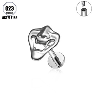 Piercing de lèvre en titane ASTM F136 G23, style <span class=keywords><strong>bouche</strong></span> de démon, fileté intérieurement, pour cartilage, bijou de piercing corporel - Product Image 1