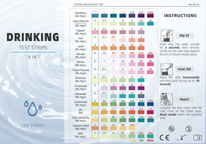 Paquete Individual Vista, Tiras Reactivas para Agua Potable <span class=keywords><strong>de</strong></span> Alta Precisión y Resultados Rápidos, 50/100 Tiras, Dureza, Cloro, <span class=keywords><strong>Cobre</strong></span>, Hierro, Plomo, QAC - Product Image 4