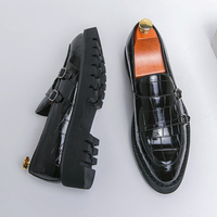 Nouvelle Collection 2026 – Mocassins Grande Taille pour Homme à Double Surpiqûre et Sangle, en PU, Talon Épais, Semelle Amortie, Design Rehaussant