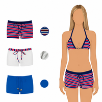 Fabricant OEM de maillots de bain – Ensembles de bikinis entièrement ajustables pour femmes en tissu recyclé avec breloque personnalisée et bordure contrastante