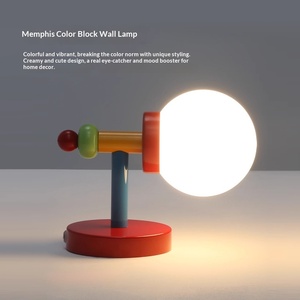 Lustre LED en verre macaron coloré vintage de Memphis, lampe murale à télécommande et intensité réglable pour salon et chambre à coucher - Product Image 2