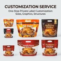 Sacs personnalisés en plastique laminé imprimés sur mesure pour poulet rôti, emballage alimentaire pour rôtisserie, poulet chaud au micro-ondes