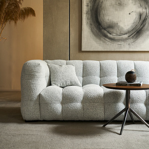 French Retro Cream Style Lamb Fleece <b>Sofa</b> Designer Marshmallow Straight <b>Sofa</b> <b>For</b> Small Living Room - Product Image 2