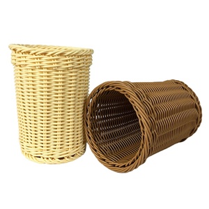 Traditional handmade wrought iron round long tube plastic rattan rattan basket