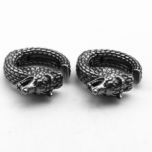 Yunnique – boucles d'oreilles à clip en acier titane, tête de loup, design animal, pour hommes et femmes, bijoux tendance - Product Image 1