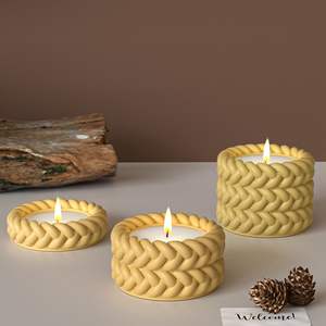 Gypse ciment tressé bougie tasse Silicone moule adapté pour bricolage Pot de <span class=keywords><strong>fleur</strong></span> boîte de rangement moule décoration de la maison - Product Image 5