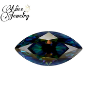 Belle pierre de moissanite synthétique créée en laboratoire, couleur AB, taille marquise, cabochon, effet de jeu de couleurs/feu, certifiée par un tiers
