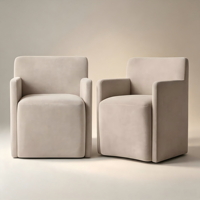 Chaises de salle à manger modernes en bois avec coussin, fauteuils de salle à manger confortables en tissu à accoudoirs peu encombrants pour les acheteurs de restaurants