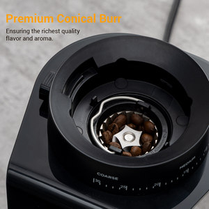 เครื่องบดกาแฟไฟฟ้าสแตนเลสทรงกรวยสำหรับใช้ในครัวเรือนและเชิงพาณิชย์ ความจุ 300 กรัม บดได้ 2-12 ถ้วย ปรับปริมาณการบดได้ ขนาดใบมีด 40 มม. - Product Image 4