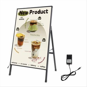 Marco de Aluminio Ultrafino Plegable en Forma de A, Letrero Exterior, Caja de Luz LED Publicitaria, Soporte de Exhibición para Cafetería, Restaurante - Product Image 1