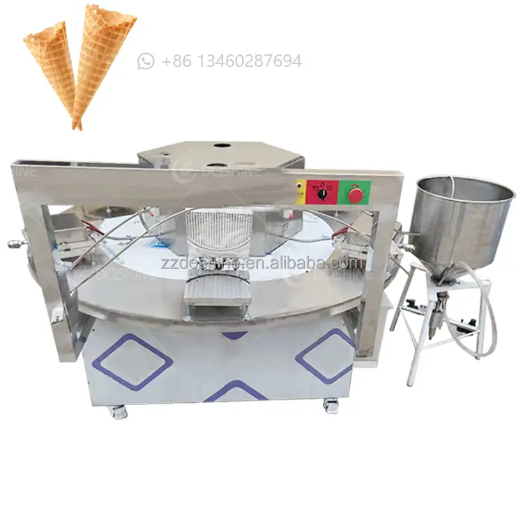 Automatic Industrial Electric Edible Coffee Cup Egg Roller Roll Wafer Biscuit Ice Cream Cone Waffle Maker Make Machine