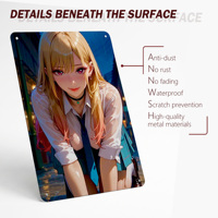 En gros, Plaque métallique décorative murale personnalisée, style rétro, avec motifs de bandes dessinées sexy, d'anime, de pin-up et de beauté de dessins animés, pour la décoration de pub et de maison