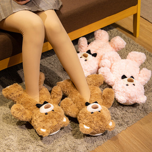 En gros, Chaussons en peluche d'hiver chauds et mignons, style <span class=keywords><strong>petit</strong></span> ours et <span class=keywords><strong>chien</strong></span>, pour la maison, type claquettes - Product Image 2