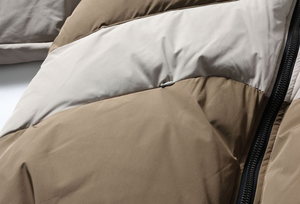 Veste d'hiver pour homme, style américain tendance rétro, col montant, patchwork, couleurs contrastées - Product Image 3