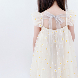 Nuevo Estilo, Diseño Lindo, Vestido de Gasa con Estampado Floral y Mangas con Volantes para Bebé Niña Princesa - Product Image 5