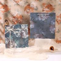 Boîte cadeau florale chinoise vintage avec ruban imprimé, grande boîte rigide pour écharpe, châle, cadeau