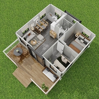 Casa Contenedor Plegable Expandible de 20 pies/40 pies Lista para Enviar, Casa Contenedor Modular Prefabricada Tipo Villa