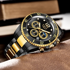 Reloj LIGE 8924 de Lujo, Reloj de Cuarzo, Cronógrafo Impermeable para Hombre, Reloj Casual de Acero Inoxidable con Fase Lunar de <span class=keywords><strong>24</strong></span> Horas para Hombre - Product Image 2