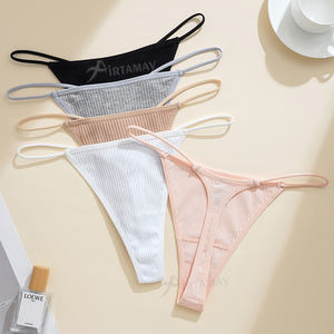 Airtamay String G Sexy en Dentelle pour Femme, <span class=keywords><strong>Tanga</strong></span> en Coton Tissu Côtelé Invisible Taille Basse, Culotte Ropa Interior Mujer - Product Image 3