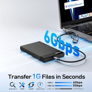 BENFEI <strong>2.5</strong> Inch SATA To USB Tool Free <strong>External</strong> <strong>Hard</strong> Drive Enclosure 6Gbps Optimized For SSD Support UASP SATA III - Product Image 2